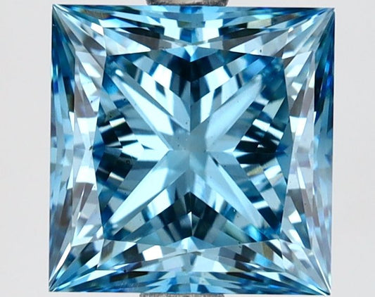 Lab-Grown Princess Diamond - 2.54 Carats, Fancy Vivid Blue Color, VS2 Clarity - Certified by IGI - Report Number: LG629491430