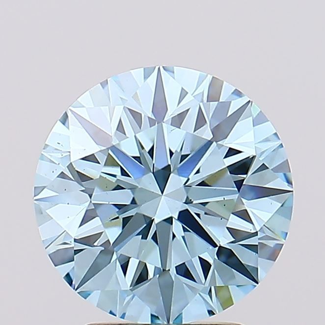 Lab-Grown Round Diamond - 3.03 Carats, Fancy Vivid Blue Color, VS2 Clarity - Certified by IGI - Report Number: LG685576093