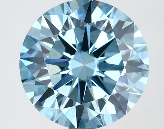 Lab-Grown Round Diamond - 2.51 Carats, Fancy Vivid Blue Color, VS2 Clarity - Certified by IGI - Report Number: LG629470997