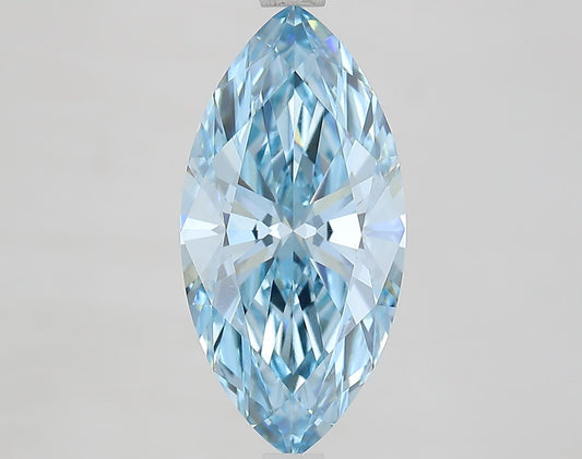Lab-Grown Marquise Diamond - 3.08 Carats, Fancy Vivid Blue Color, VS1 Clarity - Certified by IGI - Report Number: LG686501960