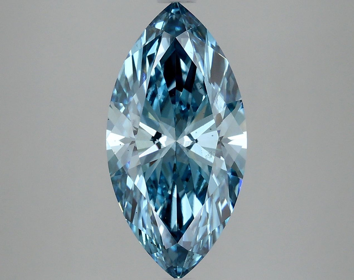Lab-Grown Marquise Diamond - 2.98 Carats, Fancy Vivid Blue Color, VS2 Clarity - Certified by IGI - Report Number: LG635469992