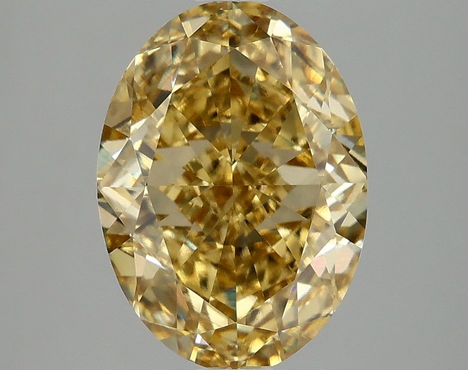 Lab-Grown Oval Diamond - 4.02 Carats, Fancy Vivid Yellow Color, VVS2 Clarity - Certified by IGI - Report Number: LG677527631