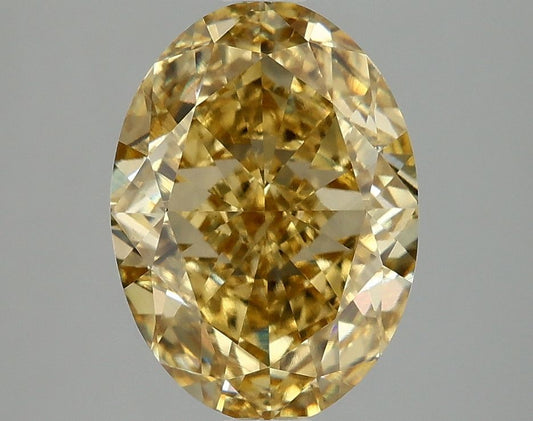 Lab-Grown Oval Diamond - 4.02 Carats, Fancy Vivid Yellow Color, VVS2 Clarity - Certified by IGI - Report Number: LG677527631