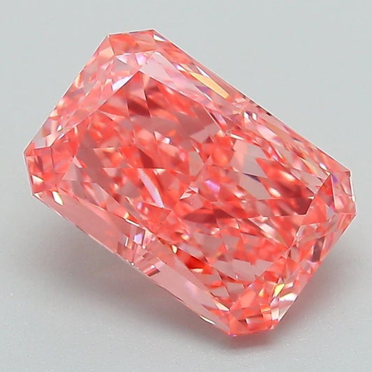 Lab-Grown Radiant Diamond - 2.53 Carats, Fancy Vivid Pink Color, VVS2 Clarity - Certified by IGI - Report Number: LG669403988