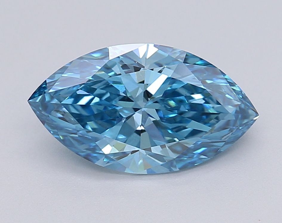 Lab-Grown Marquise Diamond - 1.53 Carats, Fancy Vivid Blue Color, VVS2 Clarity - Certified by IGI - Report Number: LG608377109
