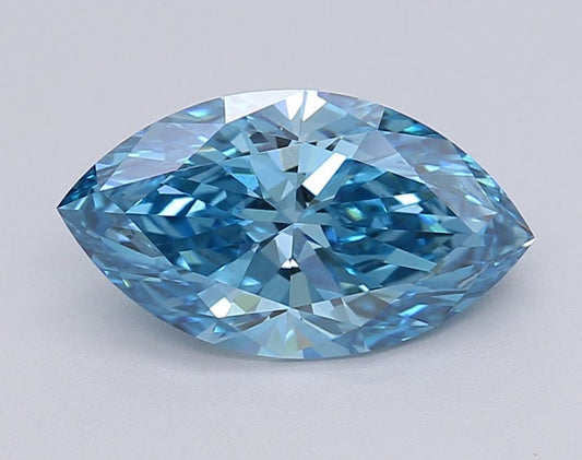 Lab-Grown Marquise Diamond - 1.53 Carats, Fancy Vivid Blue Color, VVS2 Clarity - Certified by IGI - Report Number: LG608377109