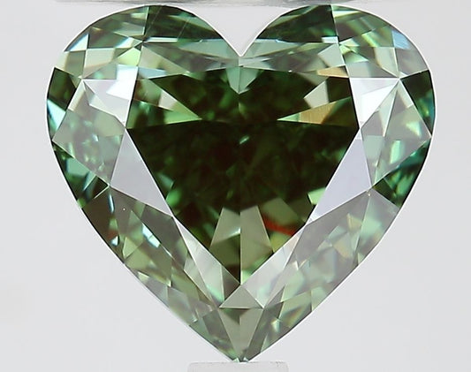 Lab-Grown Heart Diamond - 2.02 Carats, Fancy Vivid Green Color, VVS2 Clarity - Certified by IGI - Report Number: LG687572445