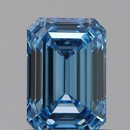 Lab-Grown Emerald Diamond - 0.86 Carats, Fancy Vivid Blue Color, VVS2 Clarity - Certified by IGI - Report Number: LG585334784