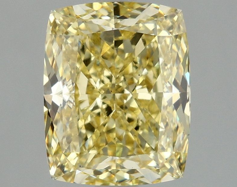 Lab-Grown Cushion Diamond - 3.05 Carats, Fancy Vivid Yellow Color, VS1 Clarity - Certified by IGI - Report Number: LG677527659