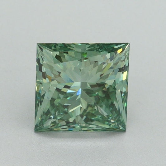 Lab-Grown Princess Diamond - 1.53 Carats, Fancy Vivid Green Color, VVS2 Clarity - Certified by IGI - Report Number: LG644444412