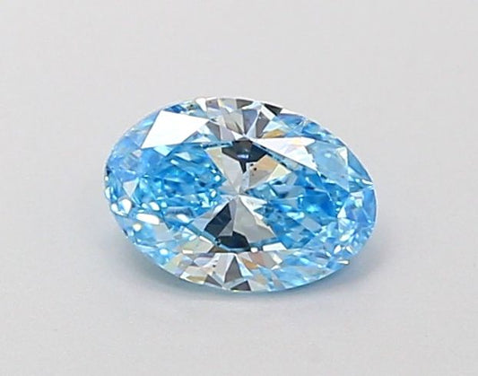 Lab-Grown Oval Diamond - 0.51 Carats, Fancy Vivid Blue Color, VS2 Clarity - Certified by IGI - Report Number: LG687595317