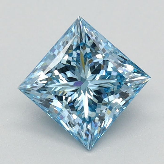 Lab-Grown Princess Diamond - 0.84 Carats, Fancy Vivid Blue Color, VVS2 Clarity - Certified by IGI - Report Number: LG626424779