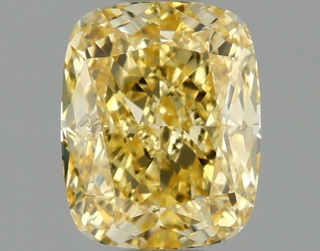 Lab-Grown Cushion Diamond - 1.09 Carats, Fancy Vivid Yellow Color, VVS2 Clarity - Certified by IGI - Report Number: LG660418036