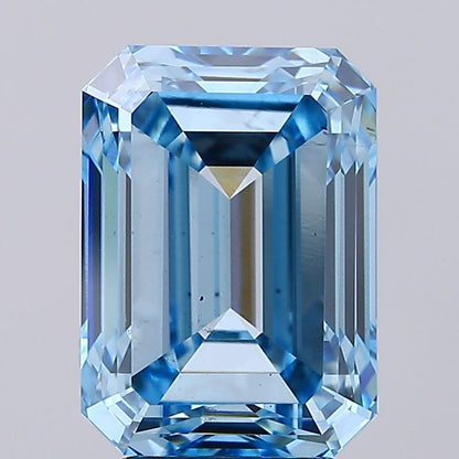 Lab-Grown Emerald Diamond - 5.03 Carats, Fancy Vivid Blue Color, VS2 Clarity - Certified by IGI - Report Number: LG626411912