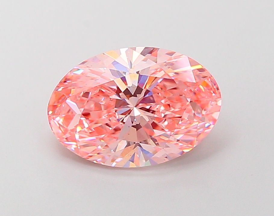 Lab-Grown Oval Diamond - 4.0 Carats, Fancy Vivid Pink Color, VS2 Clarity - Certified by IGI - Report Number: LG687572471