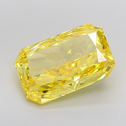 Lab-Grown Radiant Diamond - 8.22 Carats, Fancy Vivid Yellow Color, VS2 Clarity - Certified by IGI - Report Number: LG665456405