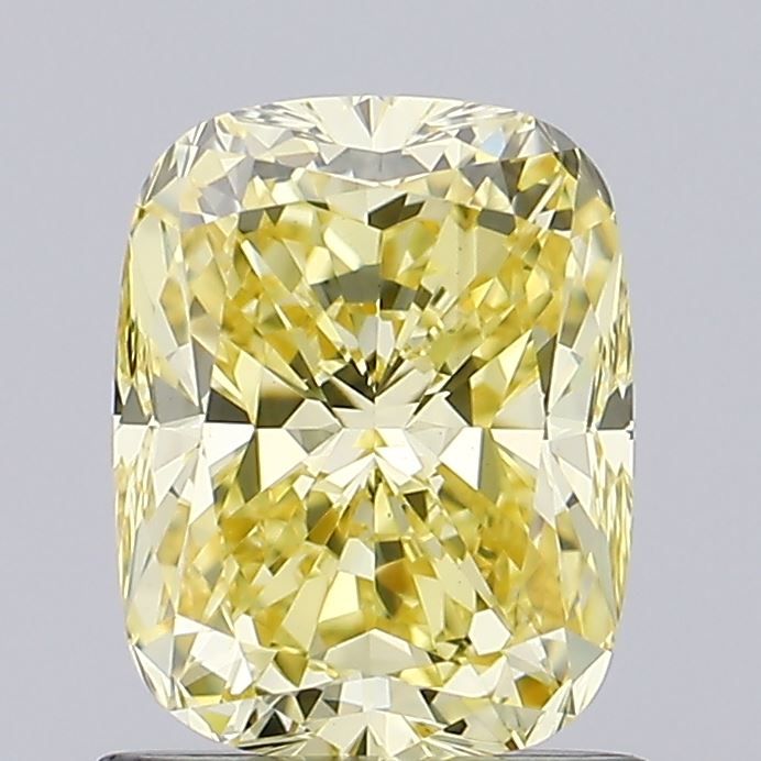 Lab-Grown Cushion Diamond - 1.11 Carats, Fancy Intense Yellow Color, VS2 Clarity - Certified by IGI - Report Number: LG569316830