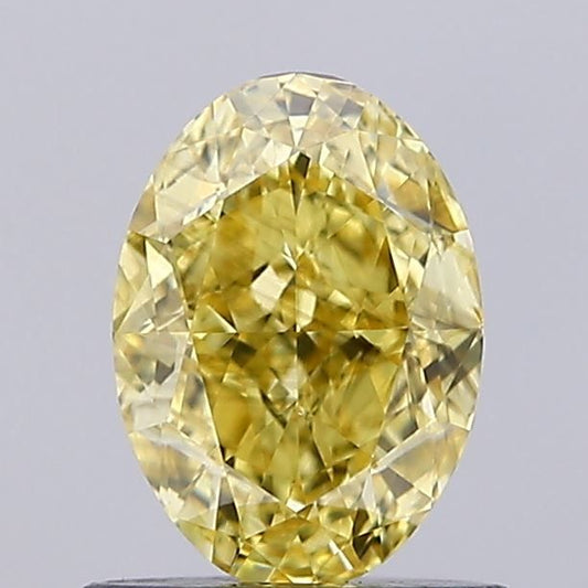 Lab-Grown Oval Diamond - 1.03 Carats, Fancy Vivid Yellow Color, VS2 Clarity - Certified by IGI - Report Number: LG635496259