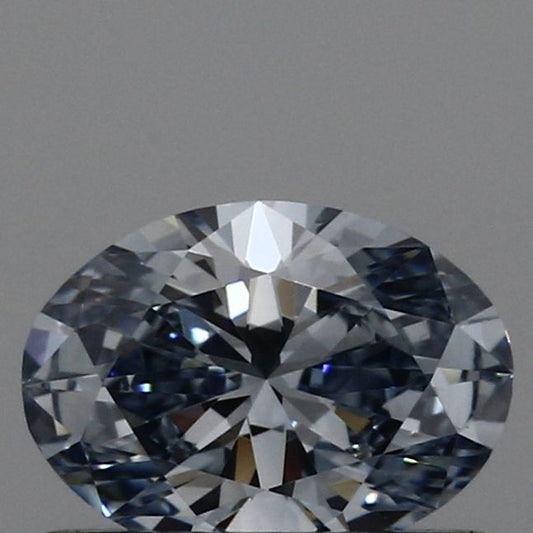 Lab-Grown Oval Diamond - 0.41 Carats, Fancy Intense Blue Color, VVS1 Clarity - Certified by IGI - Report Number: LG499198519