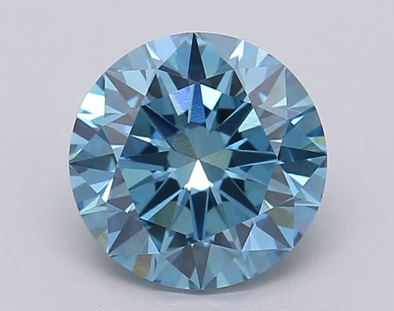 Lab-Grown Round Diamond - 1.48 Carats, Fancy Vivid Blue Color, VVS2 Clarity - Certified by IGI - Report Number: LG613349435