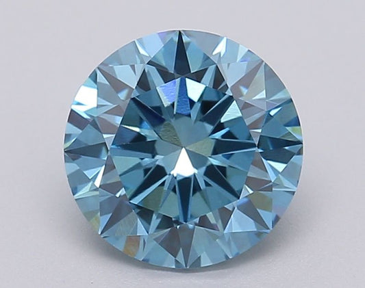 Lab-Grown Round Diamond - 1.48 Carats, Fancy Vivid Blue Color, VVS2 Clarity - Certified by IGI - Report Number: LG613349435