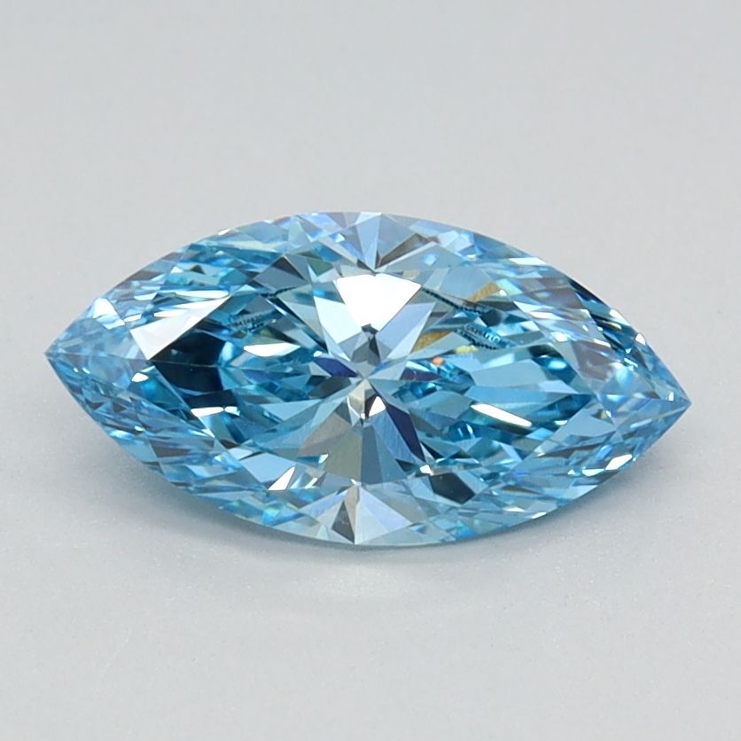 Lab-Grown Marquise Diamond - 0.75 Carats, Fancy Vivid Blue Color, VVS2 Clarity - Certified by IGI - Report Number: LG626424620