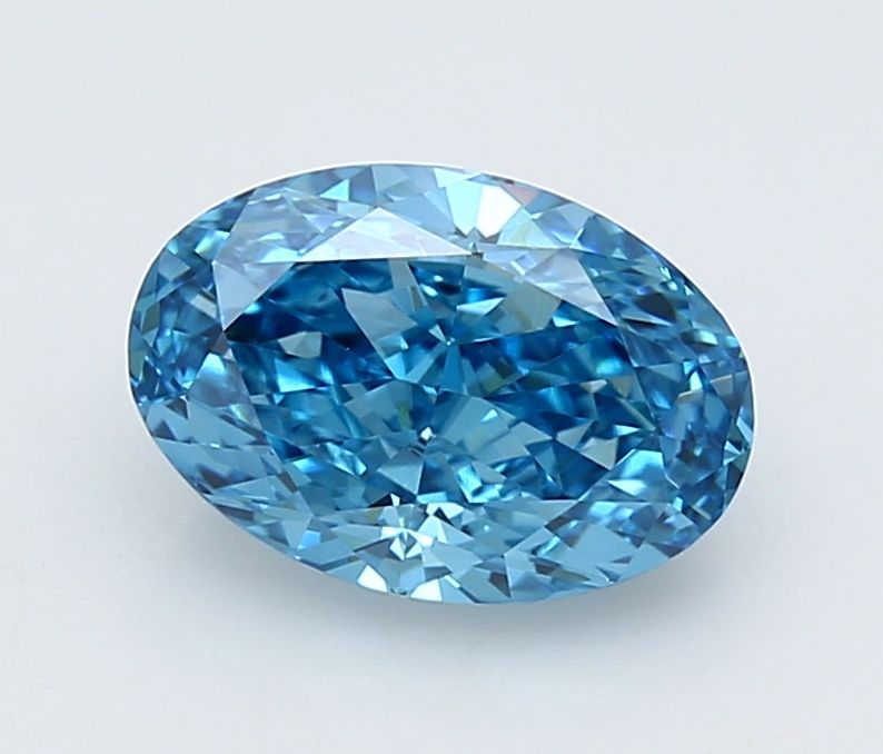 Lab-Grown Oval Diamond - 2.55 Carats, Fancy Vivid Blue Color, VS1 Clarity - Certified by IGI - Report Number: LG670445078