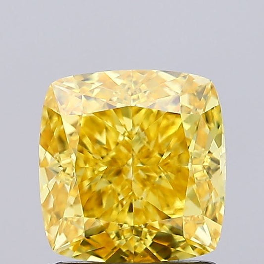 Lab-Grown Cushion Diamond - 1.54 Carats, Fancy Vivid Yellow Color, VVS2 Clarity - Certified by IGI - Report Number: LG659462066