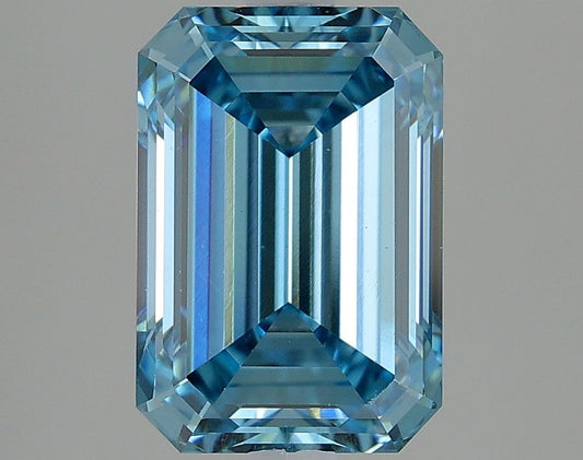 Lab-Grown Emerald Diamond - 3.51 Carats, Fancy Vivid Blue Color, VS1 Clarity - Certified by IGI - Report Number: LG634405677