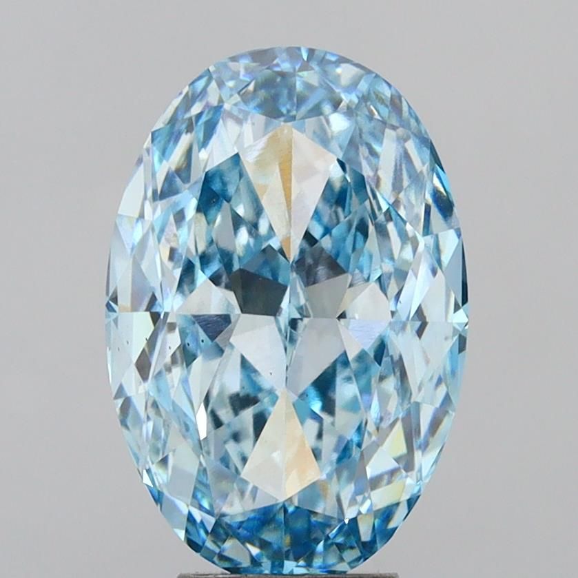 Lab-Grown Oval Diamond - 7.03 Carats, Fancy Vivid Blue Color, VS1 Clarity - Certified by IGI - Report Number: LG637453426
