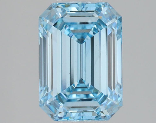 Lab-Grown Emerald Diamond - 2.07 Carats, Fancy Vivid Blue Color, VVS2 Clarity - Certified by IGI - Report Number: LG680534610