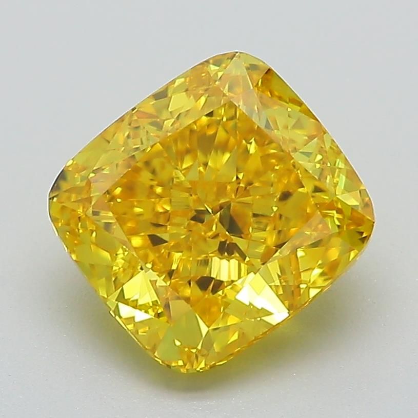 Lab-Grown Cushion Diamond - 2.58 Carats, Fancy Vivid Yellow Color, VVS1 Clarity - Certified by IGI - Report Number: LG591360699