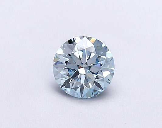 Lab-Grown Round Diamond - 0.6 Carats, Fancy Intense Blue Color, VVS2 Clarity - Certified by IGI - Report Number: LG677505776
