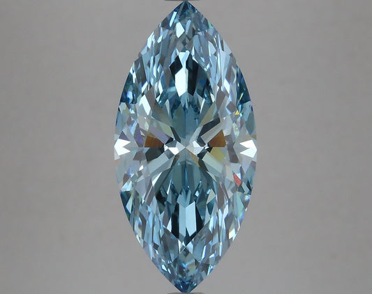 Lab-Grown Marquise Diamond - 3.69 Carats, Fancy Vivid Blue Color, VS1 Clarity - Certified by IGI - Report Number: LG633424100