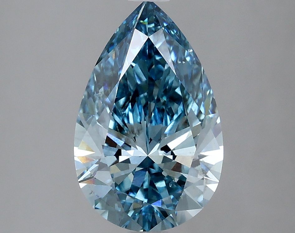Lab-Grown Pear Diamond - 2.02 Carats, Fancy Vivid Blue Color, VS2 Clarity - Certified by IGI - Report Number: LG636422584