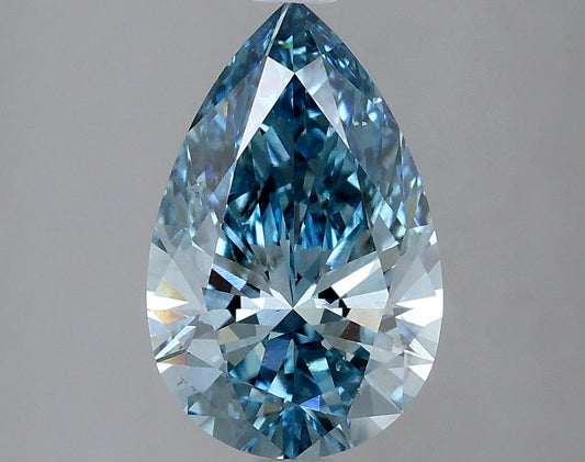 Lab-Grown Pear Diamond - 2.02 Carats, Fancy Vivid Blue Color, VS2 Clarity - Certified by IGI - Report Number: LG636422584