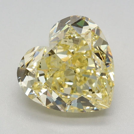 Lab-Grown Heart Diamond - 2.59 Carats, Fancy Intense Yellow Color, VVS2 Clarity - Certified by IGI - Report Number: LG639496953