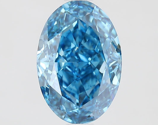 Lab-Grown Oval Diamond - 1.52 Carats, Fancy Vivid Blue Color, VVS2 Clarity - Certified by IGI - Report Number: LG660432057