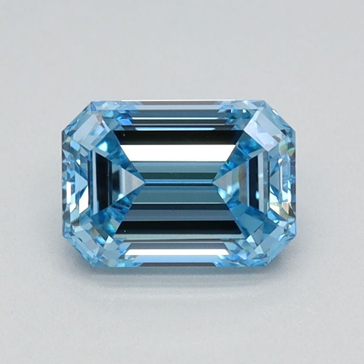 Lab-Grown Emerald Diamond - 0.72 Carats, Fancy Vivid Blue Color, VVS2 Clarity - Certified by IGI - Report Number: LG626424590