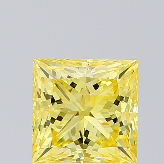 Lab-Grown Princess Diamond - 1.04 Carats, Fancy Vivid Yellow Color, VS1 Clarity - Certified by IGI - Report Number: LG660466495