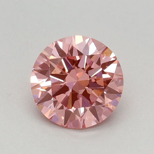 Lab-Grown Round Diamond - 0.48 Carats, Fancy Vivid Pink Color, VS1 Clarity - Certified by IGI - Report Number: LG670438735