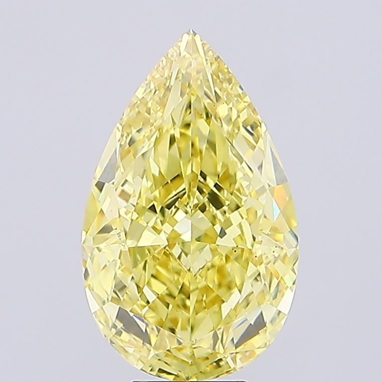 Lab-Grown Pear Diamond - 7.46 Carats, Fancy Vivid Yellow Color, VS1 Clarity - Certified by IGI - Report Number: LG670437722