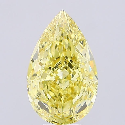 Lab-Grown Pear Diamond - 7.46 Carats, Fancy Vivid Yellow Color, VS1 Clarity - Certified by IGI - Report Number: LG670437722