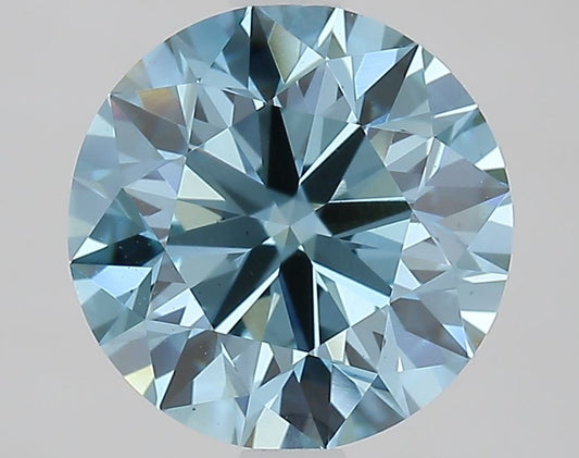 Lab-Grown Round Diamond - 2.5 Carats, Fancy Vivid Blue Color, VS1 Clarity - Certified by IGI - Report Number: LG667436429