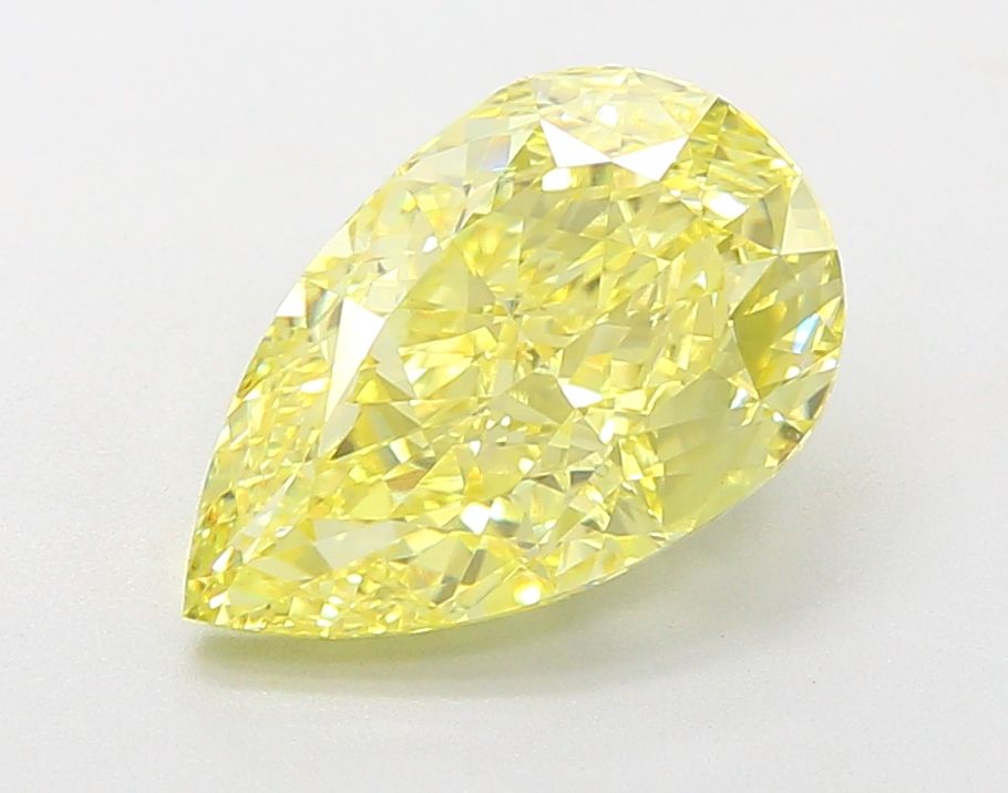 Lab-Grown Pear Diamond - 3.95 Carats, Fancy Intense Yellow Color, VVS2 Clarity - Certified by IGI - Report Number: LG652417044