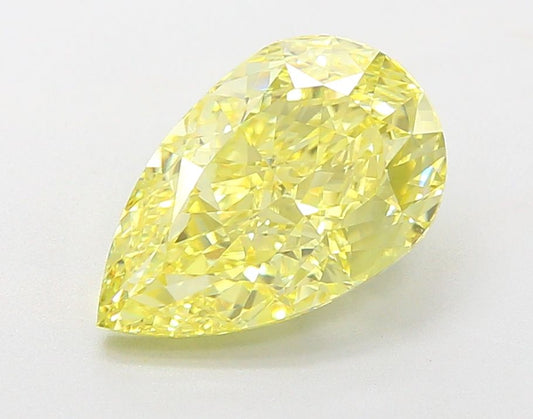 Lab-Grown Pear Diamond - 3.95 Carats, Fancy Intense Yellow Color, VVS2 Clarity - Certified by IGI - Report Number: LG652417044