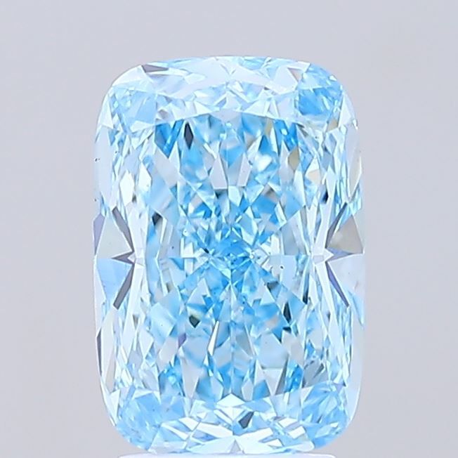 Lab-Grown Cushion Diamond - 3.03 Carats, Fancy Vivid Blue Color, VS1 Clarity - Certified by IGI - Report Number: LG654432619
