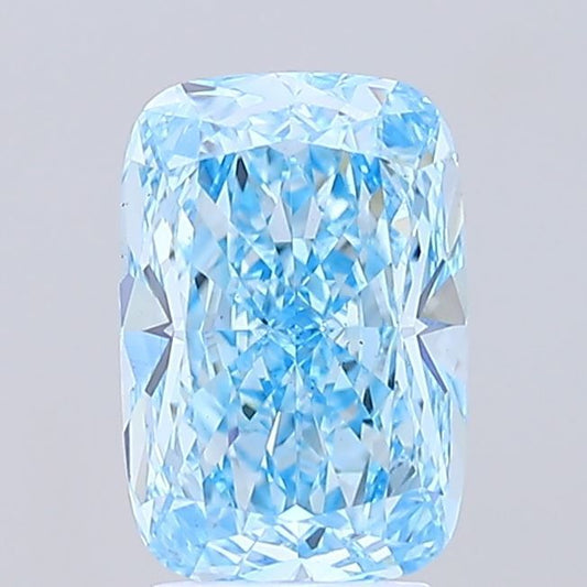 Lab-Grown Cushion Diamond - 3.03 Carats, Fancy Vivid Blue Color, VS1 Clarity - Certified by IGI - Report Number: LG654432619