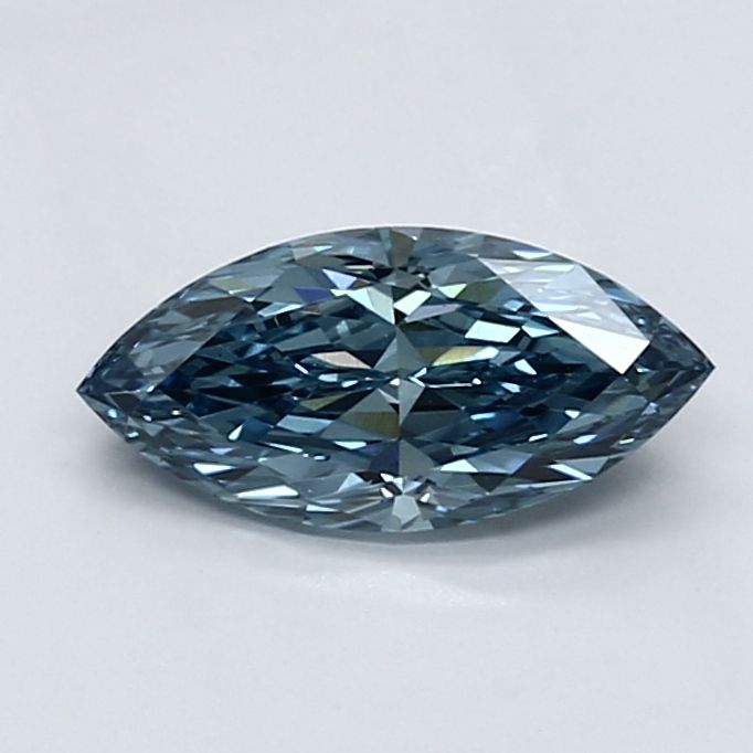 Lab-Grown Marquise Diamond - 0.97 Carats, Fancy Vivid Blue Color, VS1 Clarity - Certified by IGI - Report Number: LG586338923