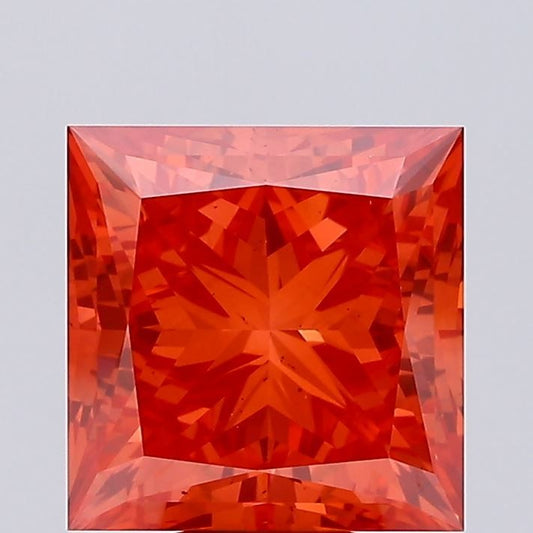 Lab-Grown Princess Diamond - 10.09 Carats, Fancy Vivid Red Color, VS2 Clarity - Certified by IGI - Report Number: LG677541939